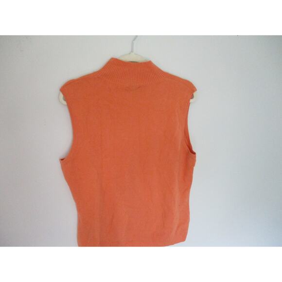 Vintage Y2K Prive Cashmere Orange Sleeveless Turtleneck Sweater Size XL - Picture 6 of 10
